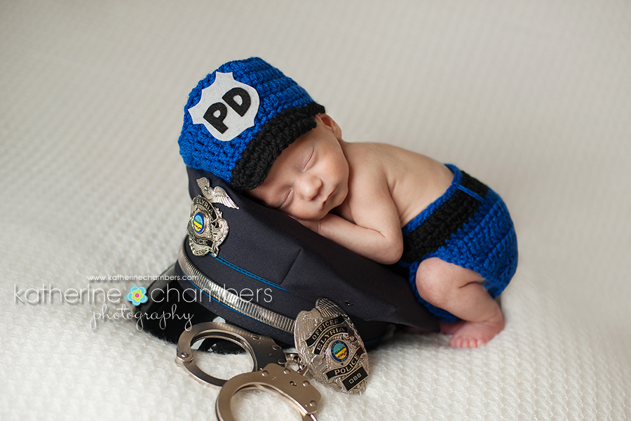 www.katherinechambers.com, Policeman newborn, Cleveland Newborn Photographer, Katherine Chambers Photography